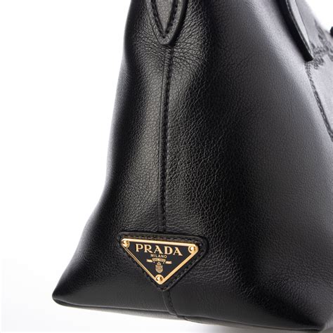 prada borsa a mano in pelle glacé calf nero|Prada Women's Sechiello Nero Black Glace Calf .